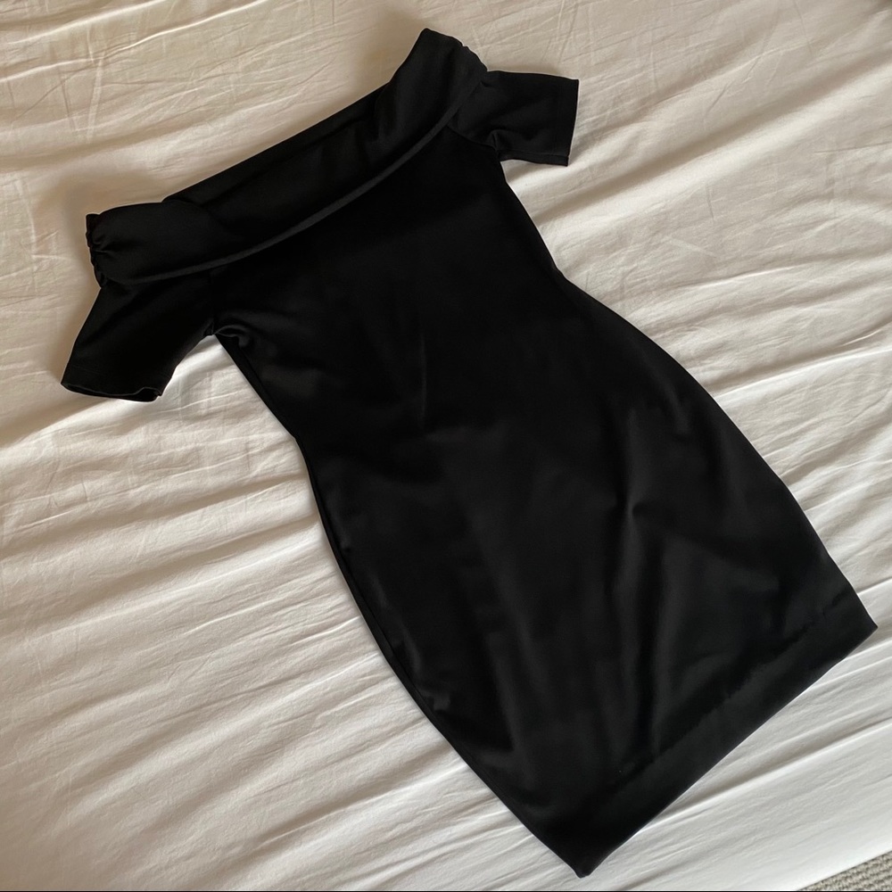 ASOS off the shoulder bodycon mini dress